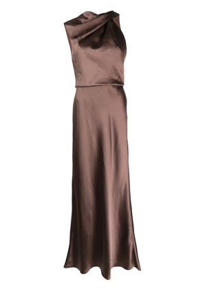 Amsale asymmetric draped satin gown - Brown
