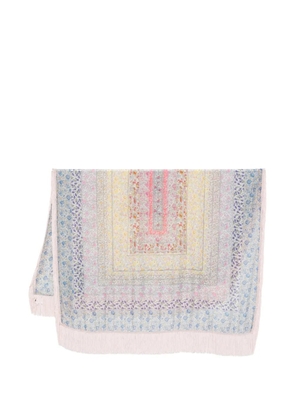 Faliero Sarti Lety Frangia floral-print fringed scarf - Blue