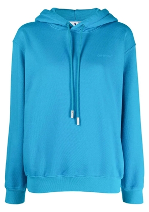 Off-White diagonal-stripe drawstring hoodie - Blue
