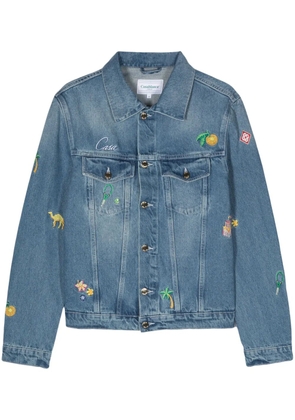 Casablanca embroidered motif denim jacket - Blue