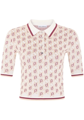 Rabanne monogram-jacquard short-sleeve top - Neutrals
