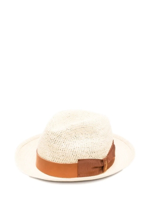 Borsalino Hut leather-band straw hat - Neutrals