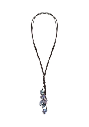 Mela pearl-pendant suede necklace - Black