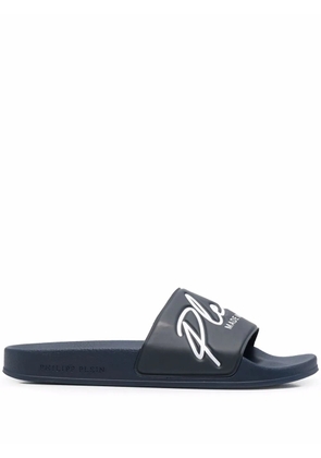 Philipp Plein embossed logo slides - Blue