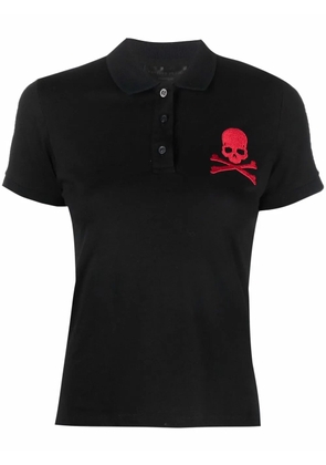 Philipp Plein skull-patch polo shirt - Black