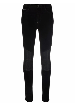 Philipp Plein leather-inset high-waist skinny jeans - Black