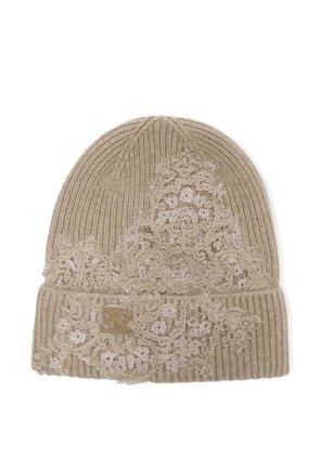 Ermanno Scervino embroidered-logo cashmere beanie - Neutrals