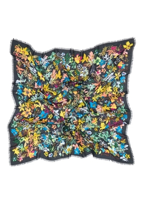 Bimba y Lola flower-print fringed scarf - Black