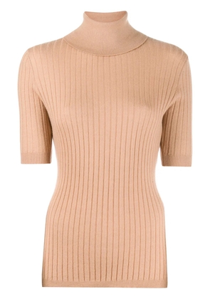 Cashmere In Love ribbed roll-neck Victoria sweater - Neutrals