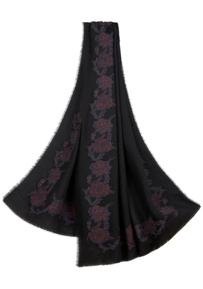 ETRO jacquard paisley-print fringed scarf - Black