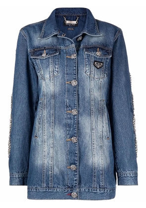 Philipp Plein crystal-cable denim jacket - Blue