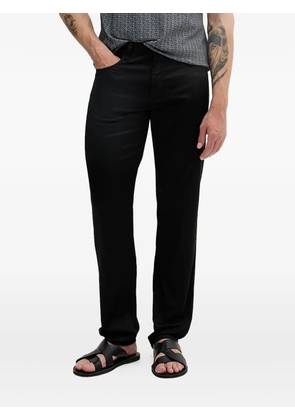 Armani Exchange logo-patch straight-leg trousers - Black