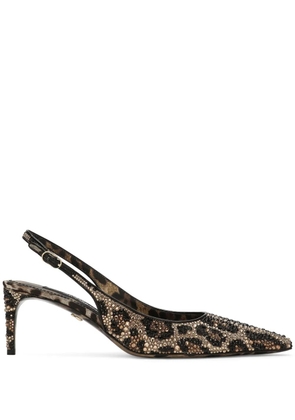 Dolce & Gabbana 60mm leopard-print slingback pumps - Brown