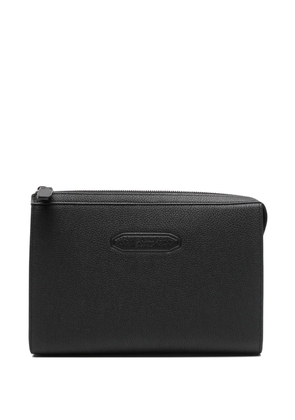 Brioni embossed zip clutch bag - Black