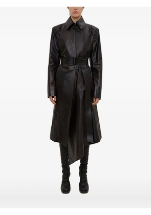 Olivier Theyskens pointed-collar belted leather coat - Black