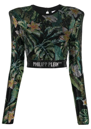 Philipp Plein crystal-embellished long-sleeved top - Black