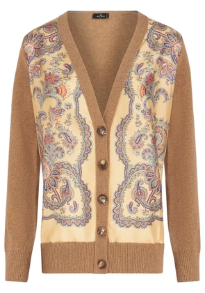 ETRO floral-print panelled cardigan - Brown