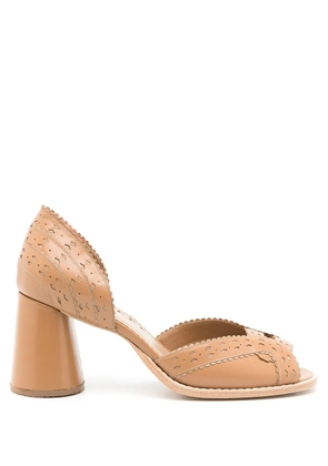 Sarah Chofakian Secret Garden peep-toe pumps - Brown