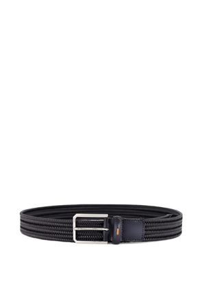 Santoni calf-leather braided belt - Black