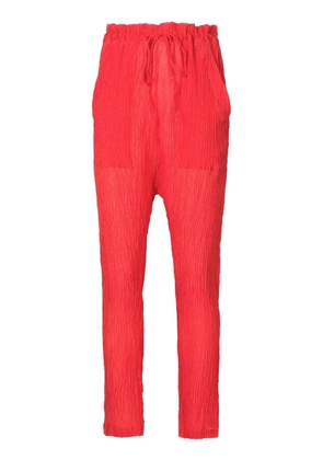 Amir Slama crinkle-effect silk trousers - Red