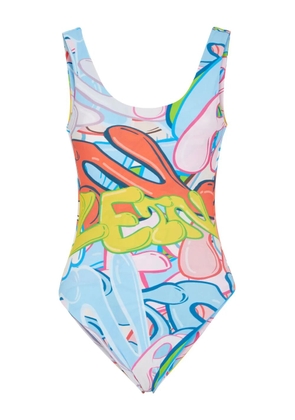 Philipp Plein graffiti-print stretch swimsuit - Blue