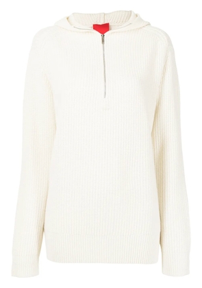 Cashmere In Love oversize zipped cashmere-knit hoodie - White