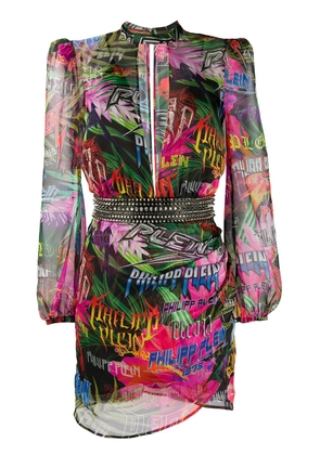Philipp Plein Jungle Rock long-sleeve dress - Pink