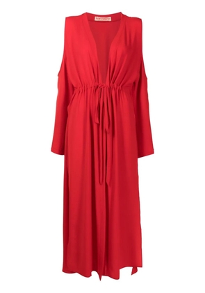 Olympiah drawstring cold-shoulder beach dress - Red