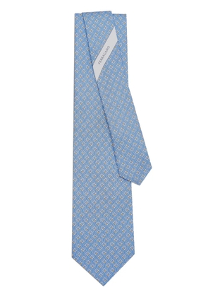 Ferragamo tetris-print silk tie - Blue