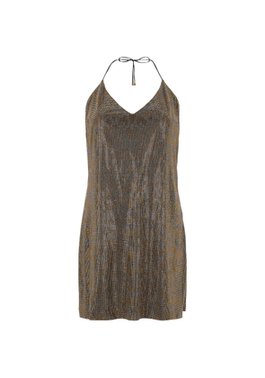 Roberto Cavalli rhinestones V-neck mini dress - Gold