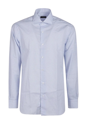 Barba micro-pattern cotton shirt - Blue