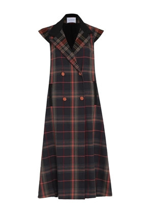 Olympiah plaid double-breasted coat - Black