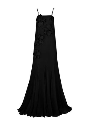 Nina Ricci embroidered-flowers silk maxi dress - Black