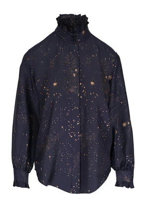 Lafayette 148 Ink ruffled star print blouse - Blue