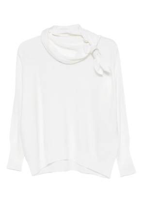 D.Exterior tie neck blouse - White