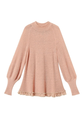 TWINSET fringes pearls turtleneck sweater - Pink