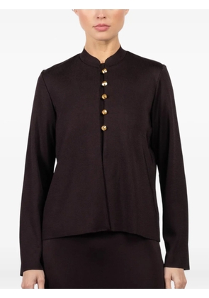 La Galpa mandarin-collar crystal-button top - Brown