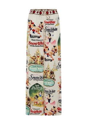 Camilla print silk trousers - White