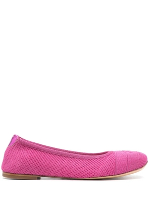 Casadei lurex-detail knitted ballerina shoes - Pink