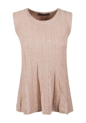 D.Exterior embellished sleeveless top - Neutrals