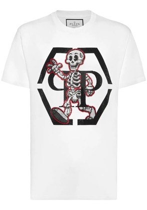 Philipp Plein rhinestone-skeleton cotton T-shirt - White