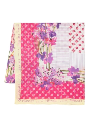 TWINSET floral-print modal scarf - Pink