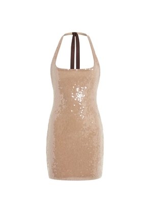 16Arlington Syre sequin halterneck mini dress - Neutrals