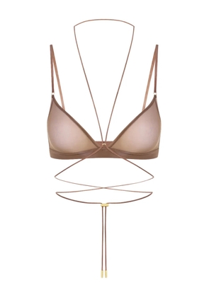 Maison Close cross-back triangle bra - Brown