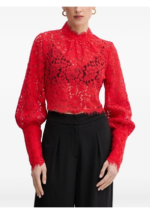 Bardot lace high-neck blouse - Red