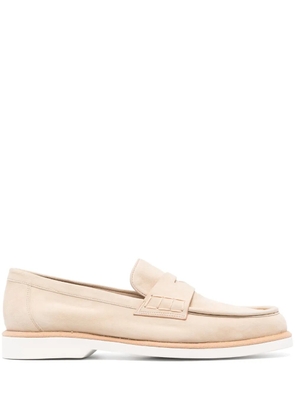 Santoni almond-toe suede loafers - Neutrals