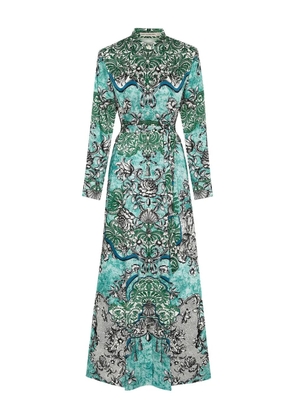 Mary Katrantzou Torino lace-print belted maxi dress - Blue