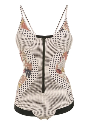 Amir Slama geometric panelled swimsuit - Neutrals