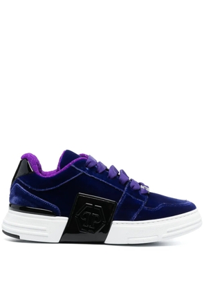 Philipp Plein tonal-logo lace-up velvet sneakers - Purple