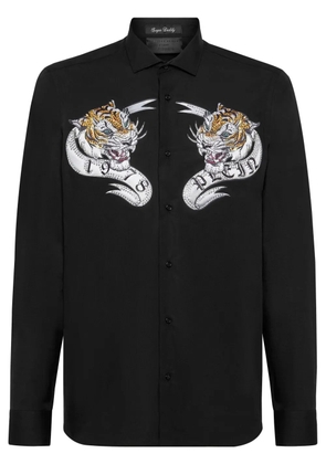 Philipp Plein tiger-print embellished shirt - Black